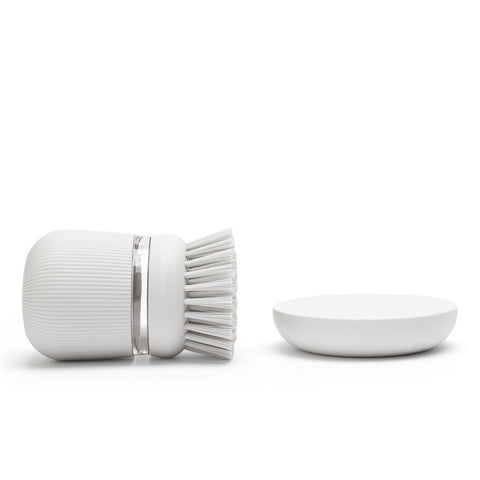 Soap Dispensing Dish Brush - Light Grey
