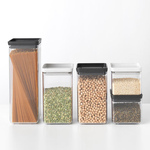 Window Canister 3 Piece Set 0.7L Dark Grey Lid