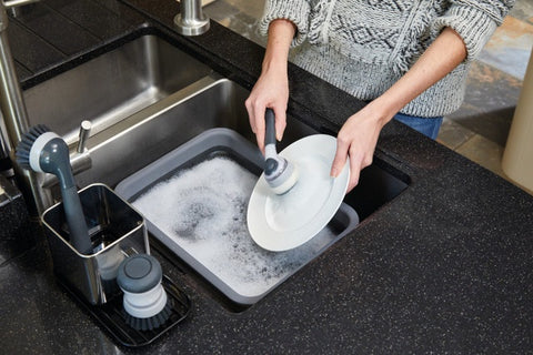 Soap Dispensing Dish Brush - Grey