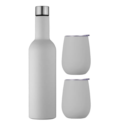 Double Wall Insulated Wine Traveller Set - Dove Grey