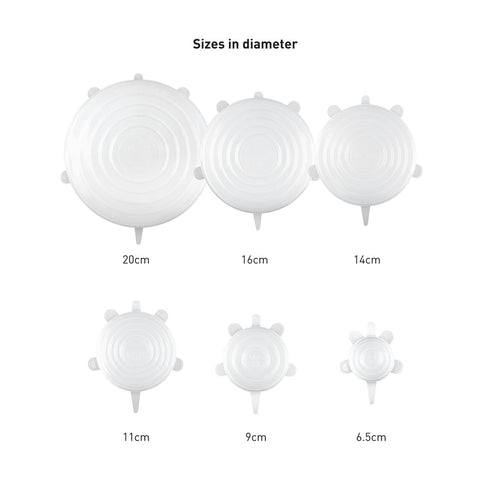 Silicone Food Covers - Set of 6