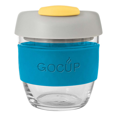 Glass Gocup 236ml Blue/Grey/Yellow