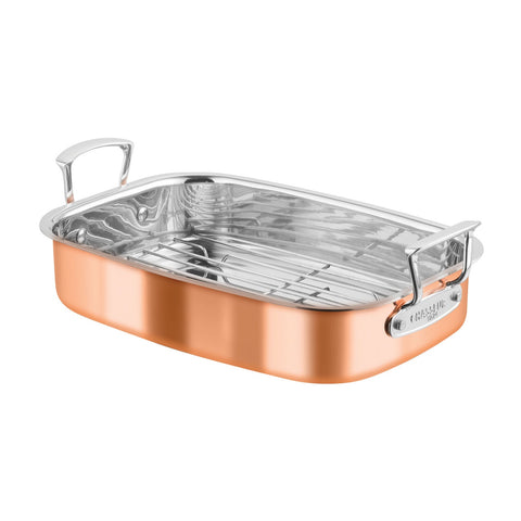 Escoffier Induction Roasting Pan with Rack 35x26cm - Copper