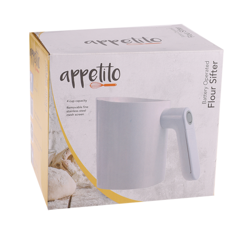 Battery Operated 4 Cup Flour Sifter - White