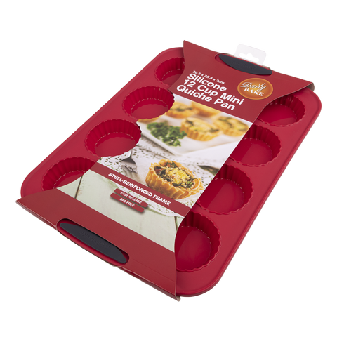 Silicone 12 Cup Mini Quiche Pan 36.5 X 25.5 X 2.8cm - Red
