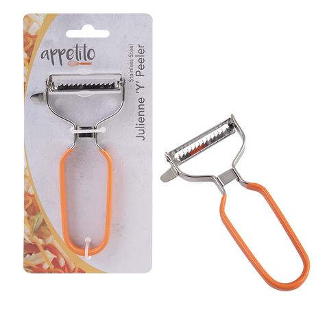 Stainless Steel Julienne 'Y' Peeler W/ Japanese Steel Blade - Orange