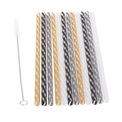 Reusable Glitz & Glam Party Straws 25cm Pack 24 with Brush