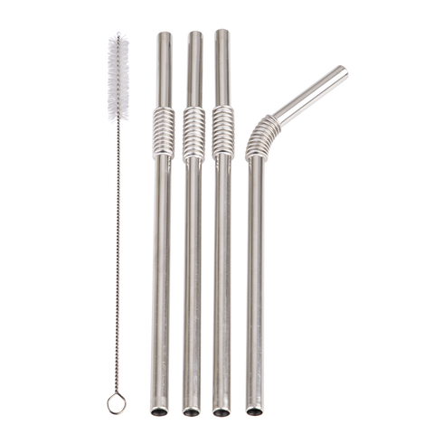 Straw Stainless Steel Flexible Straws Set 4 with Brush