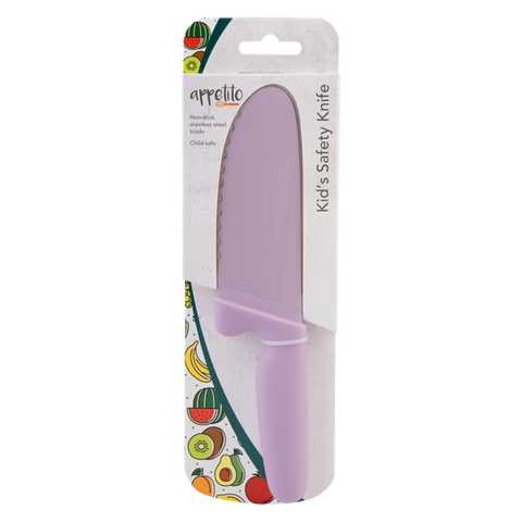 appetito kid's safety knife w/ non-stick serrated blade - pink