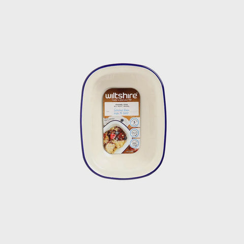 Enamel Oval Pie Dish 400ml Blue