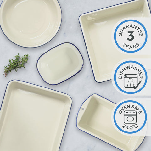 Enamel Oval Pie Dish 400ml Blue