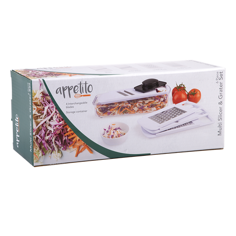 6 Piece Multi Slicer & Grater Set (4 Asst. Blades) - White