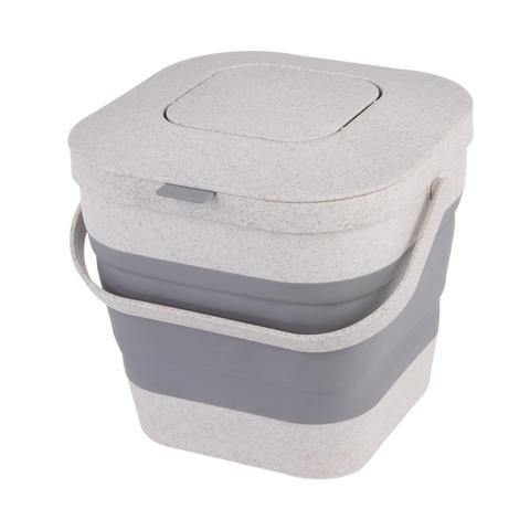 Square Collapsible Wheat Fibre Compost Bin 3.9L - Grey
