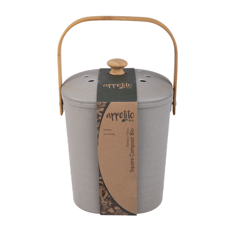Square Bamboo Fibre Compost Bin 3.8L - Grey