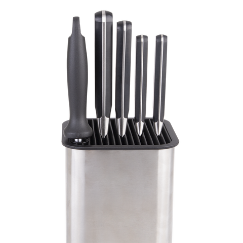 Square Universal Knife Block - Stainless Steel