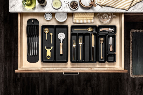 Mini 5 Compartment Cutlery Tray - Carbon