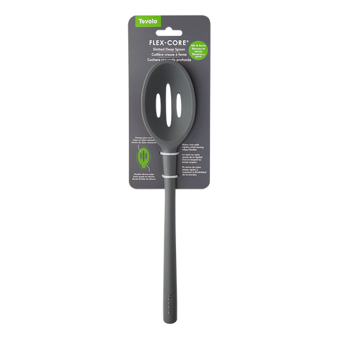 'Flex-Core' All Silicone Slotted Deep Spoon - Charcoal