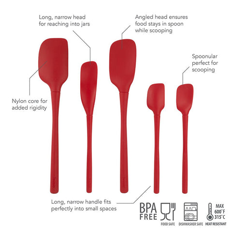 "Flex-Core" All Silicone Spatula Set 5