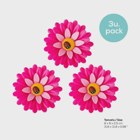 Vigar Flower Power Pink Magnet Clip 3Piece