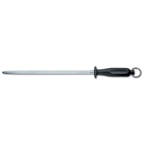 Butchers Sharpening Steel,30cm,Oval,Middle Fine Cut,Black Handle
