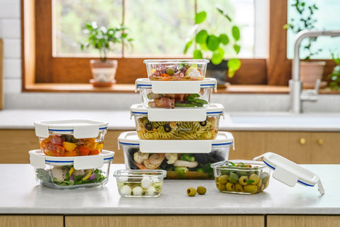 Clear Glass White Rectangular Container