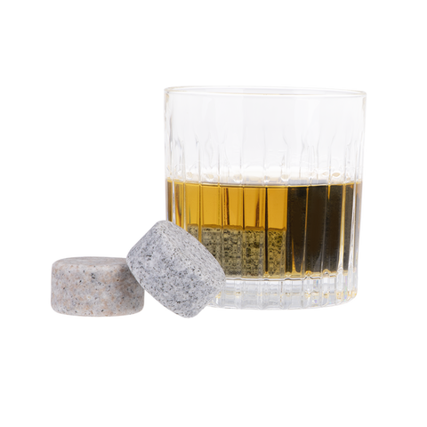 Whisky Discs Set of 6 With Wood Base