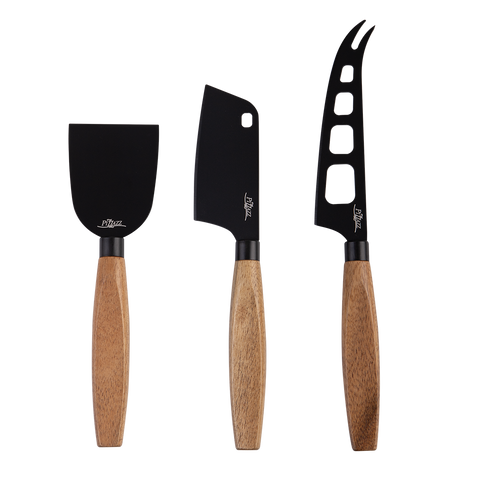 Non-Stick Stainless Steel Cheese Knives W/ Acacia Wood Handle Set 3