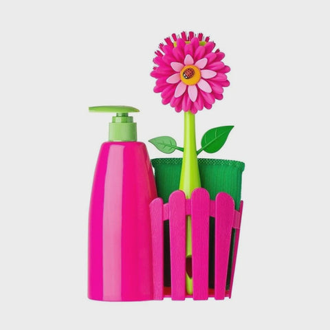 Vigar Flower Power Orange 3Pc Sink Caddy Set + Dispenser