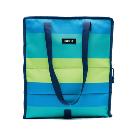 Freezable Grocery Tote Bag Stripe - Blue