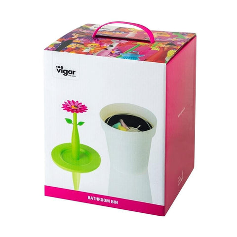 Vigar Flower Power White 3L Bathroom Bin
