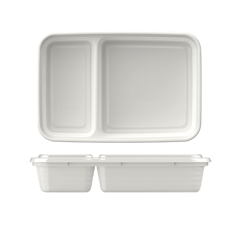Prep 2 Compartment Container 10 Pack - Whisper Grey