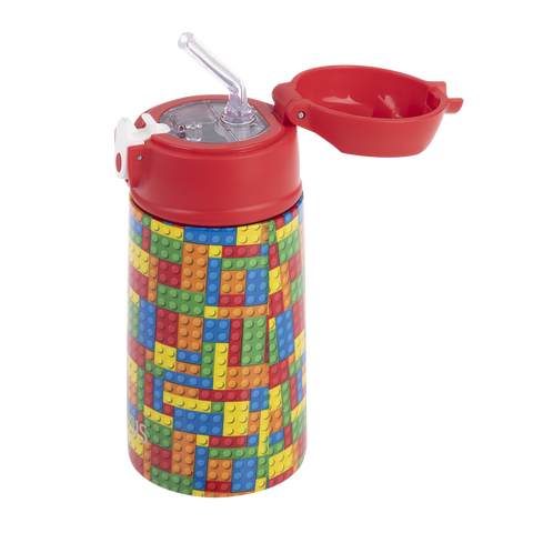 Stainless Steel Double Wall Insulated Kid's Drink Bottle W/ Sipper Straw 400ml