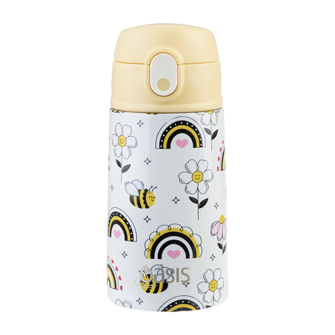 Stainless Steel Double Wall Insulated Kid's Drink Bottle W/ Sipper Straw 400ml