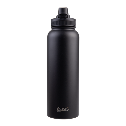 Stainless Steel Double Wall Insulated 'Challenger' Sports Bottle with Quick Release Cap 1.1L