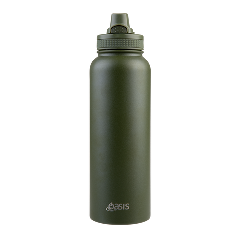 Stainless Steel Double Wall Insulated 'Challenger' Sports Bottle with Quick Release Cap 1.1L