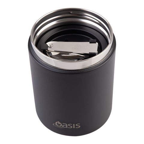 Stainless Steel Double Wall Insulated Food Flask W/ Handle & Spoon 480ml