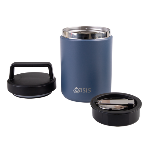 Stainless Steel Double Wall Insulated Food Flask W/ Handle & Spoon 480ml