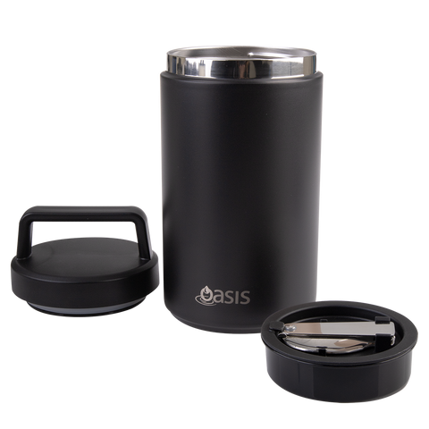 Stainless Steel Double Wall Insulated Food Flask W/ Handle & Spoon 700ml