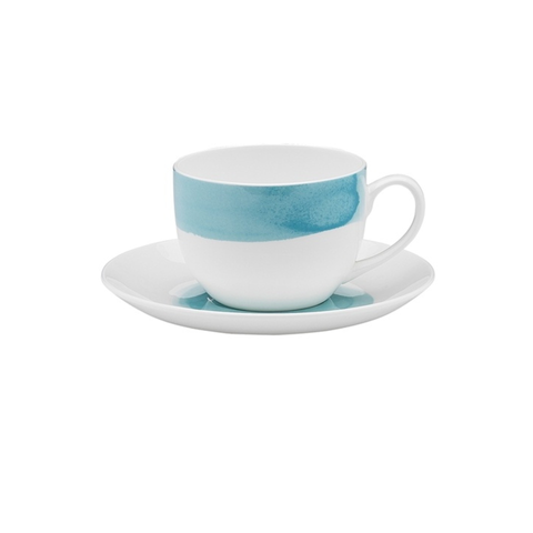 Watercolour Aqua Teacup & Saucer