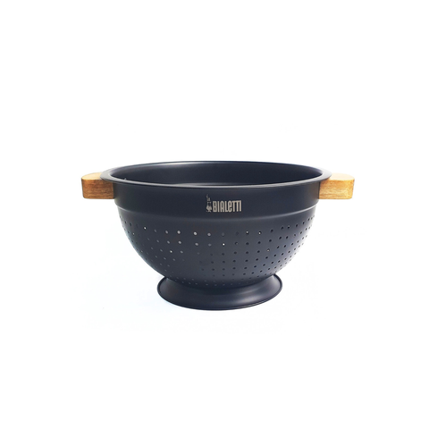 Classica-Acacia Handle with Black Stainless Steel Body - 24cm Colander