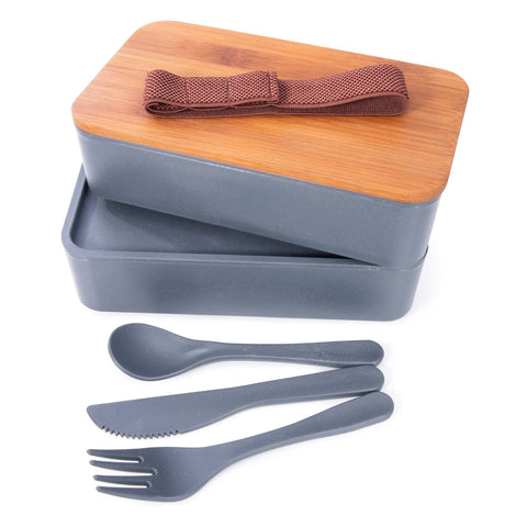 IS GIFT Wheat Straw Bento Box With Cutlerty