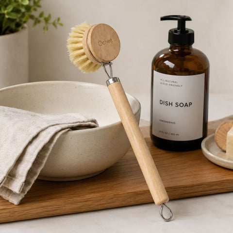 Klean Long-Handle Plastic-free Pot/Dish Brush with Replaceable Brush Head