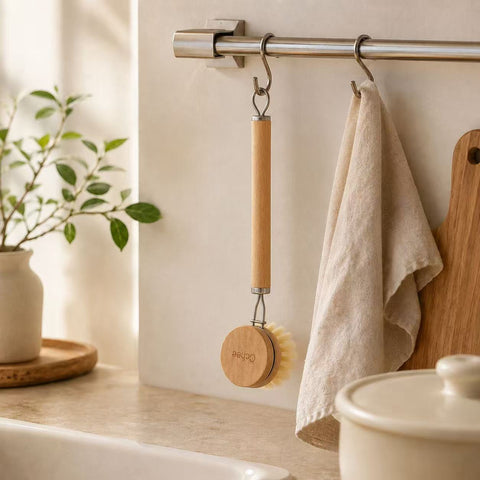 Klean Long-Handle Plastic-free Pot/Dish Brush with Replaceable Brush Head