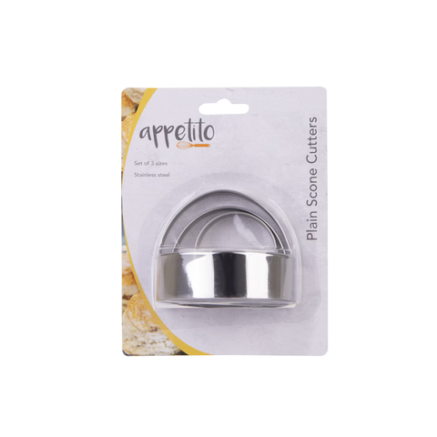 Stainless Steel Plain Scone Cutters With Handle Set 3