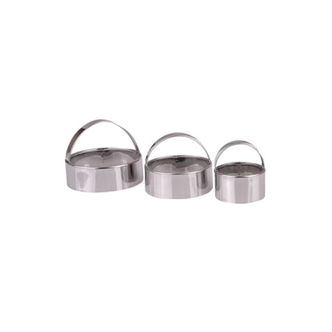 Stainless Steel Plain Scone Cutters With Handle Set 3