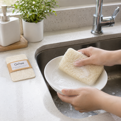 Klean Natural Loofah Scouring Sponge Washing Up Pad  - 7 x 11cm