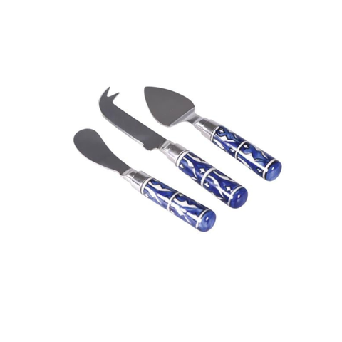3 Piece Cheese Knife Set With Ceramic Mosaic Handles