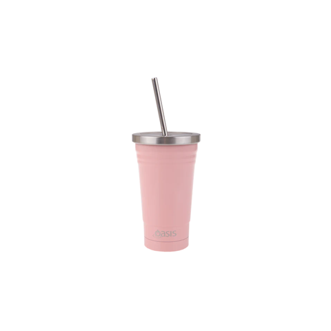 Oasis Smoothie Tumblers 500ml Stainless Steel Double Wall Insulated Tumbler  W/Straw - 6 Colors