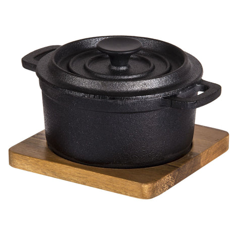 Fine Foods Cast Iron Pot With Lid & Acacia Trivet