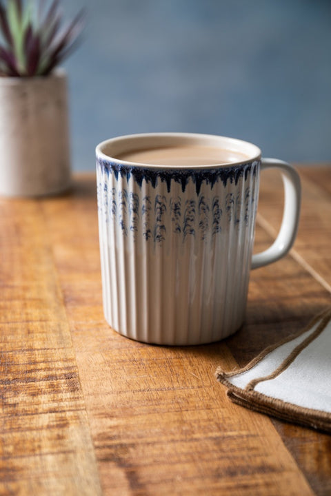 Stoneware Mug, Blue Textured, 410ml, Labelled